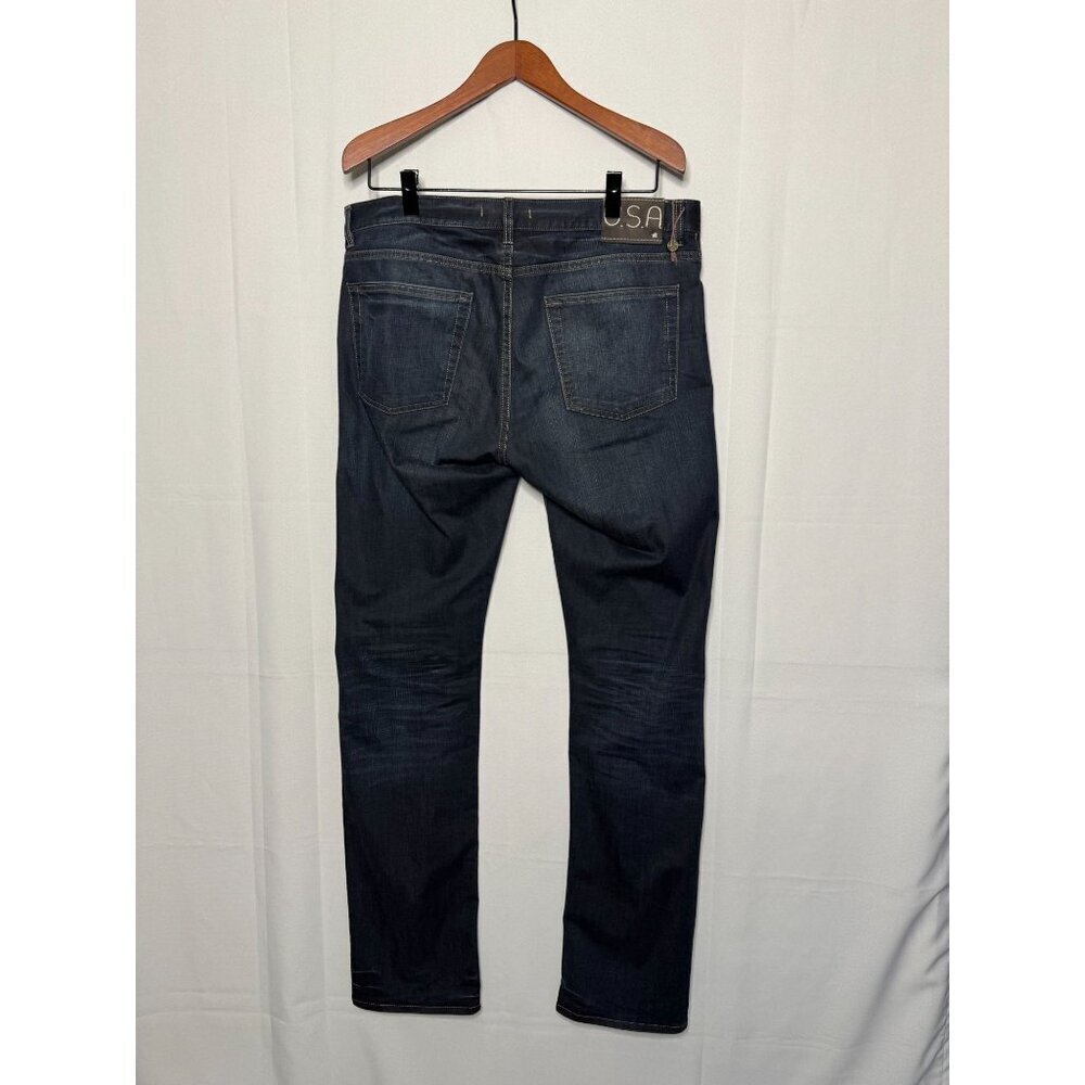 John Varvatos USA Dark Denim Straight Leg Button Front Bowery Jeans Size 36 X 35 - Picture 4 of 12